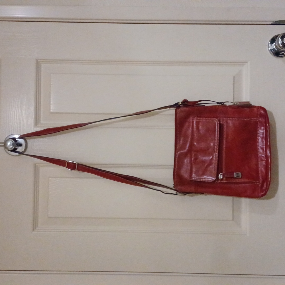 Vintage Giani Bernini Leather Crossbody Bag, Red
